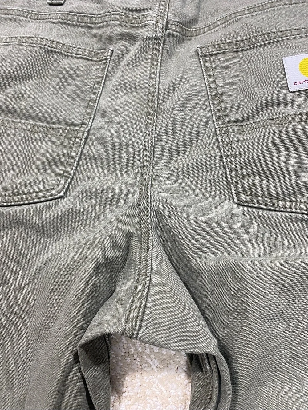 Carhartt Men's Olive Green Straight Fit Work Pants Size 36/34 straight cut relax